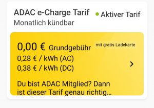 ADAC e-Charge Tarif mit Ladekarte und App