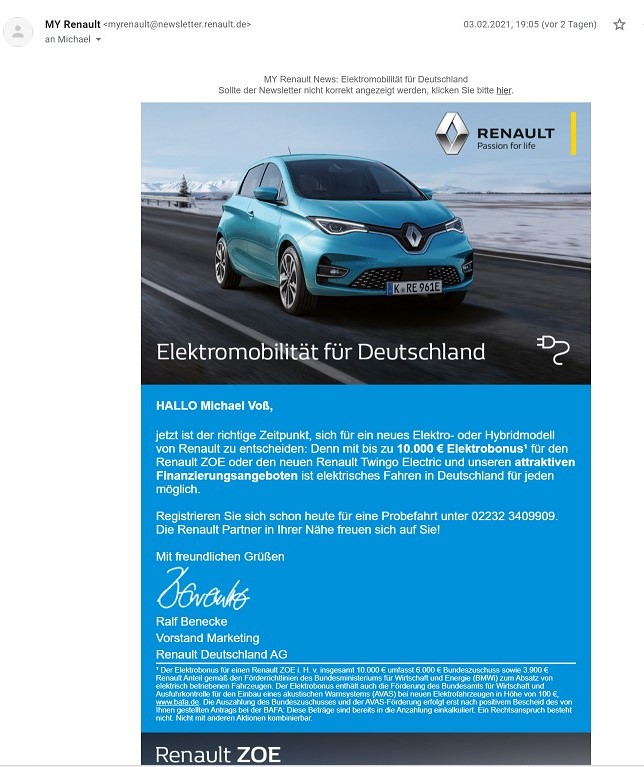 Renault meint, ich solle ein Elektroauto kaufen